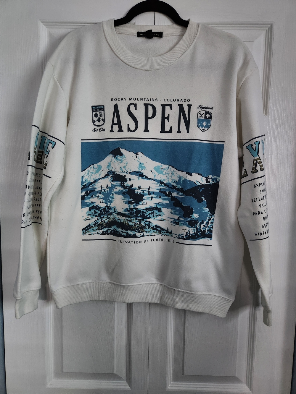 Aspen Graphic Pullover Sweatshirt - White/Blue - S